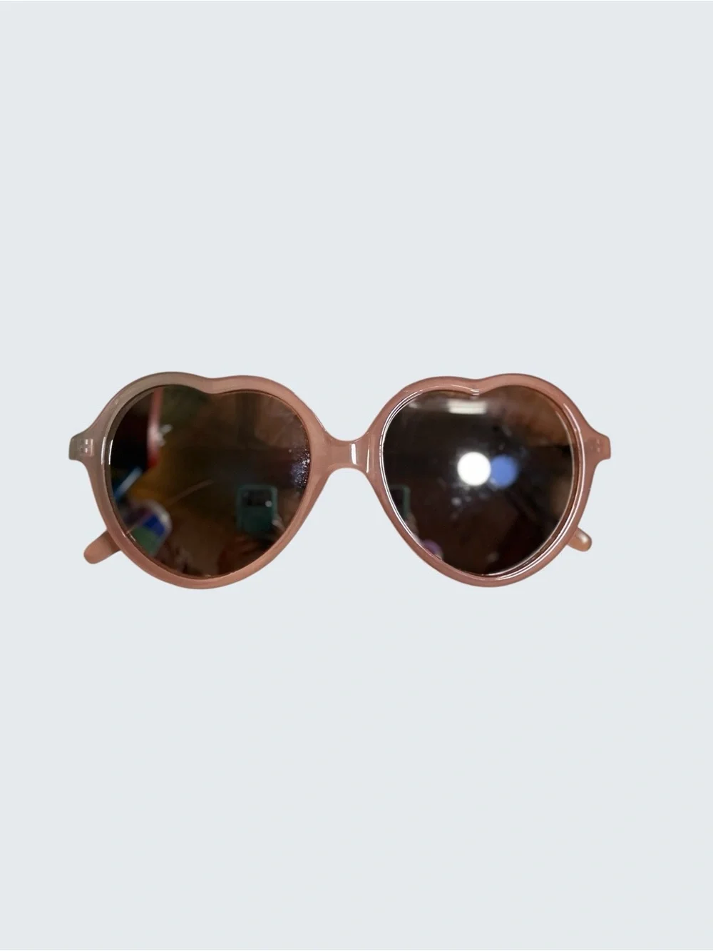 Heart-Shaped Pink Mirrored Sunglasses